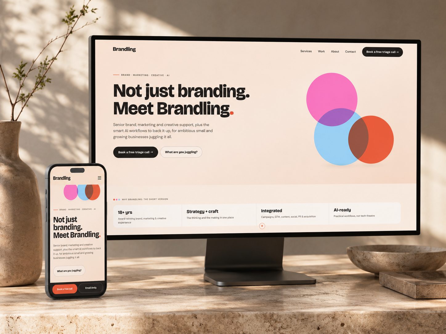 Brandling website on desktop and mobile